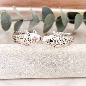 925 Sterling Silver Cuff Bracelet Fish Bracelet Bangle Bracelet